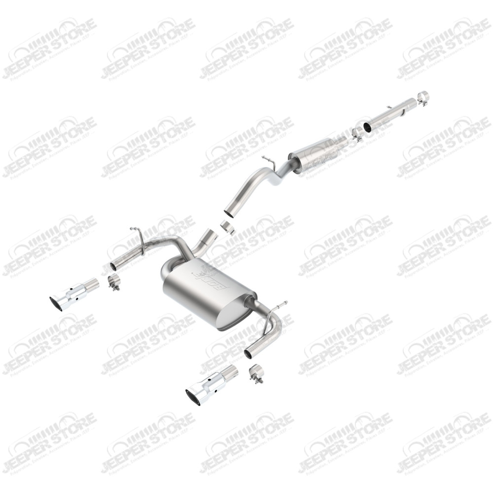 Ligne d'échappement inox BORLA double sortie (sans collecteur) moteurs 2.8L CRD et 3.8L V6 essence - Jeep Wrangler JK - 140217