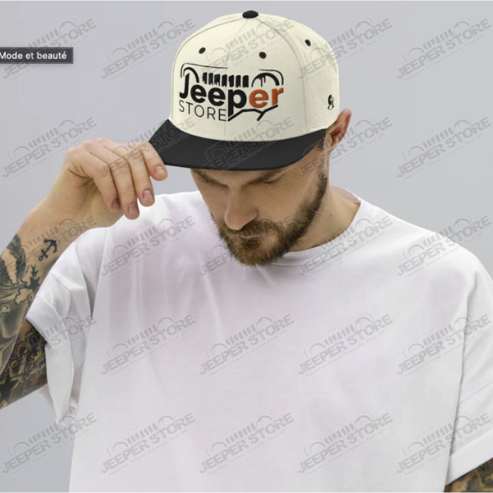 Casquette plate "Jeeper Store" beige et noire