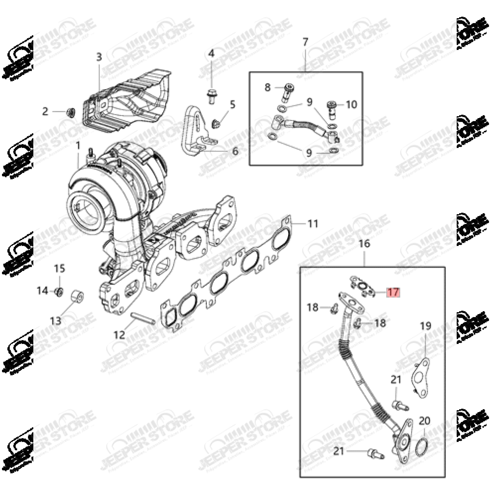 Joint de sortie d'huile du turbo pour 2.2L TD Jeep Wrangler JL