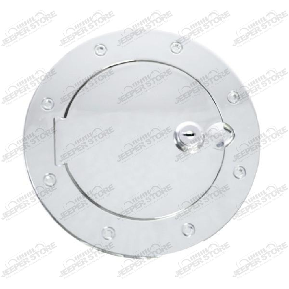 Gas Cap Door, Locking, Polished Aluminum; 97-06 Jeep Wrangler TJ