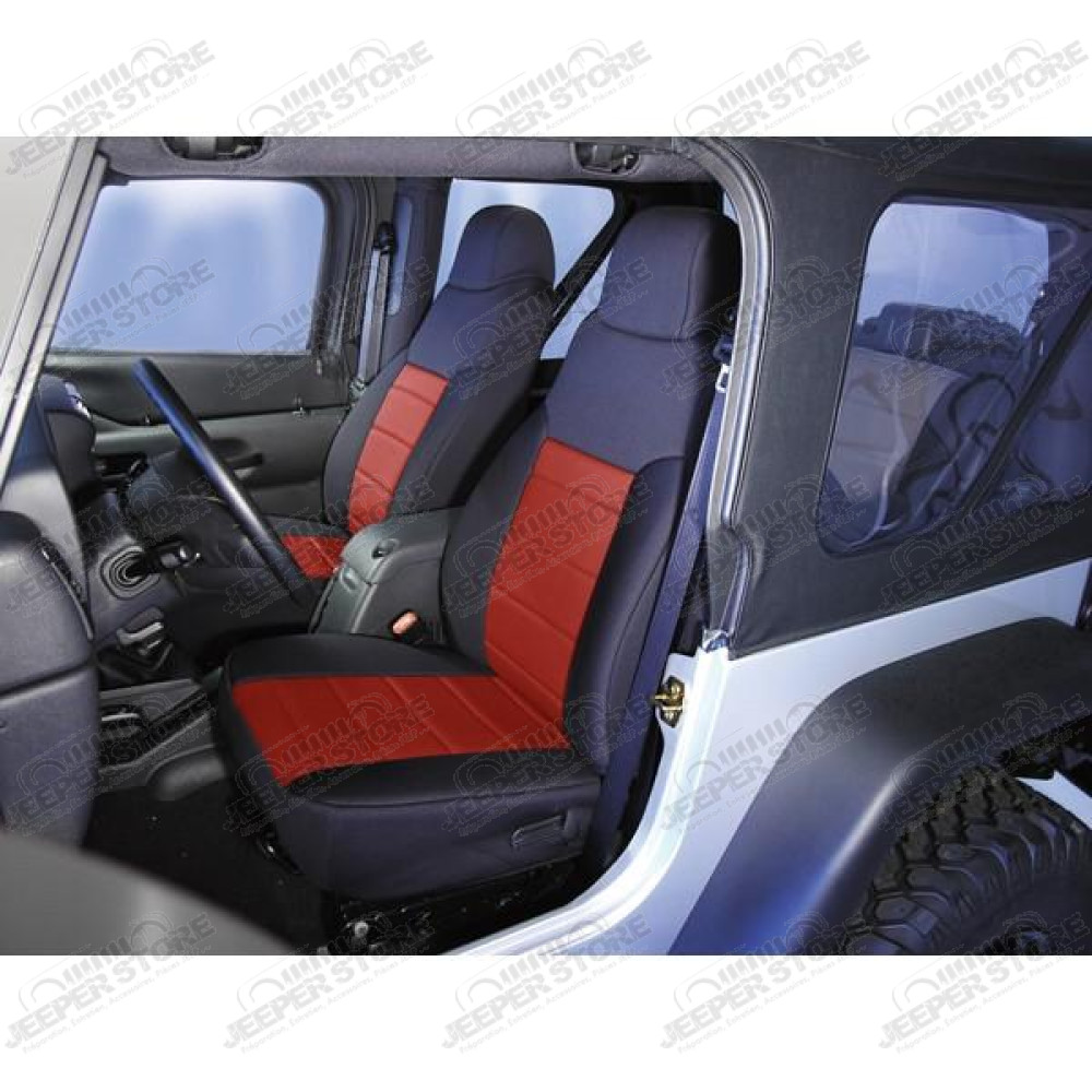 Seat Cover Kit, Front, Neoprene, Red; 91-95 Jeep Wrangler YJ