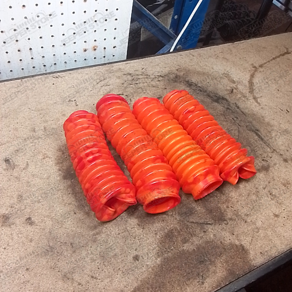 Occasion : Lot de 4 soufflets d'amortisseurs orange/rouge pour Jeep DIVERS, WJ, WG, ZJ, ZG, XJ, MJ, TJ, YJ