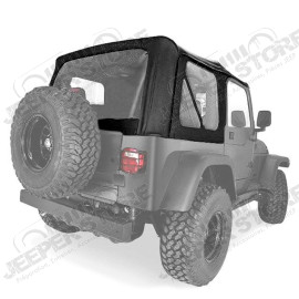 13725.15 Bâche de rechange avec fenêtres teintées couleur: noir pour Jeep Wrangler TJ (sans aucune armature)