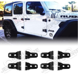 Kit enjoliveurs de charnières de portes (couleur: noire) Jeep Wrangler JL   (Kit pour 2 portes, gauche et droite, si pour JL Unlimited prendre 2 kits pour faire 4 portes).
