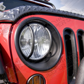 Headlight Bezels, Black; 07-18 Jeep Wrangler JK/JKU